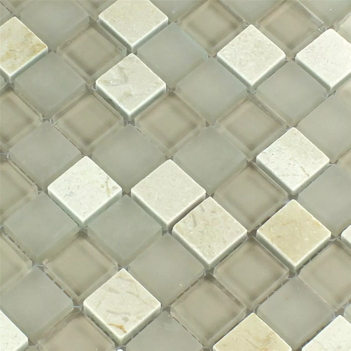 Mosaik Fliser Glas Marmor Barbuda Creme 23x23x8mm
