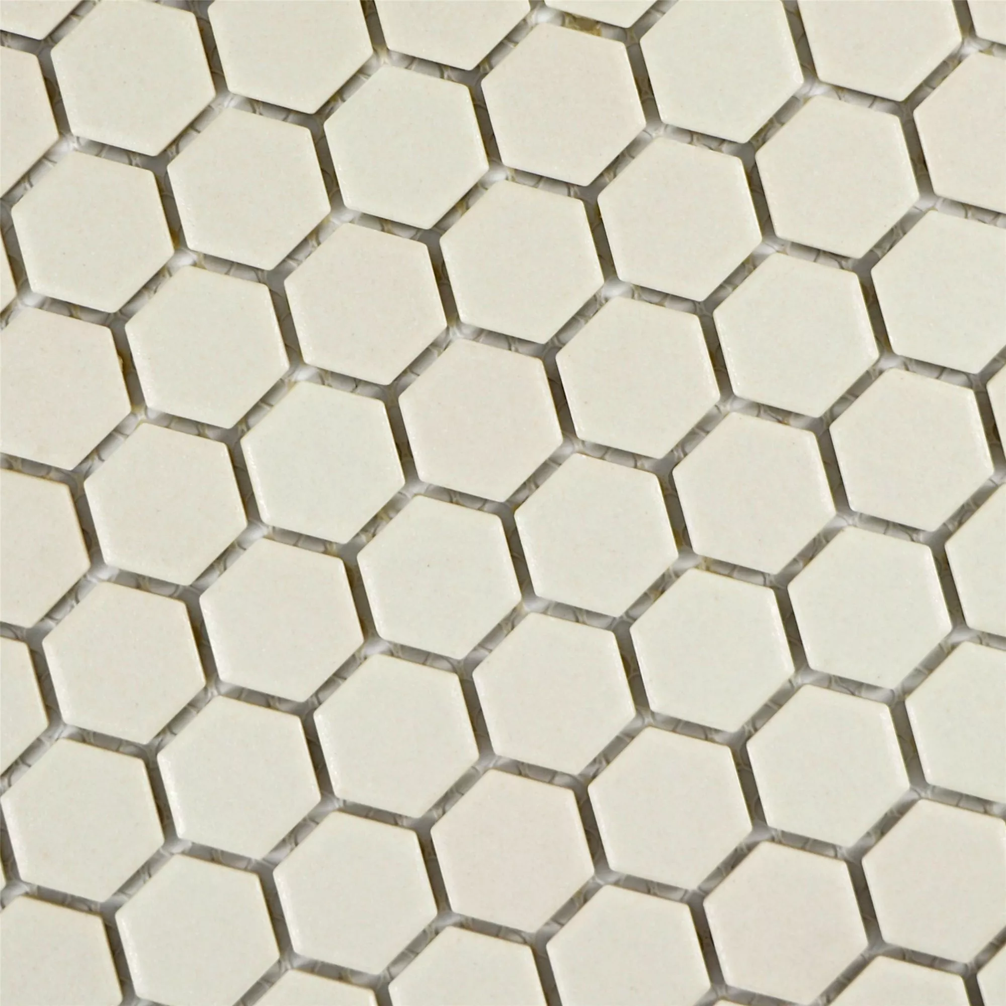 Keramik Mosaik Fliser Hexagon Zeinal Uglaseret Lysbeige R10B