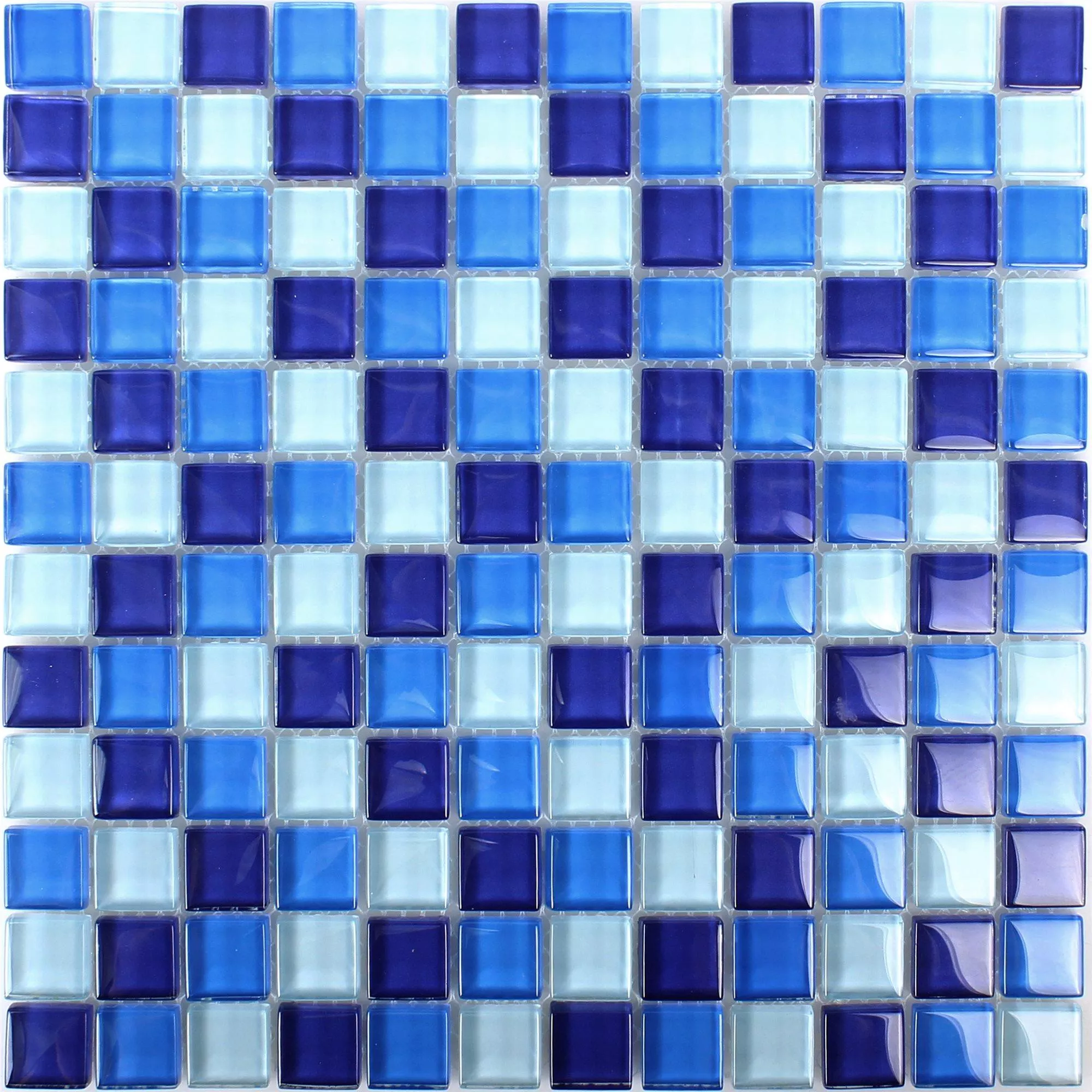 Glasmosaik Fliser Blå Mix 23x23x8mm