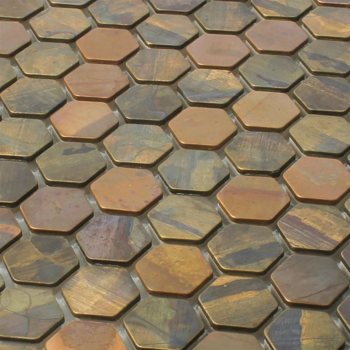 Prøve Mosaik Fliser Kobber Merkur Hexagon Brun 