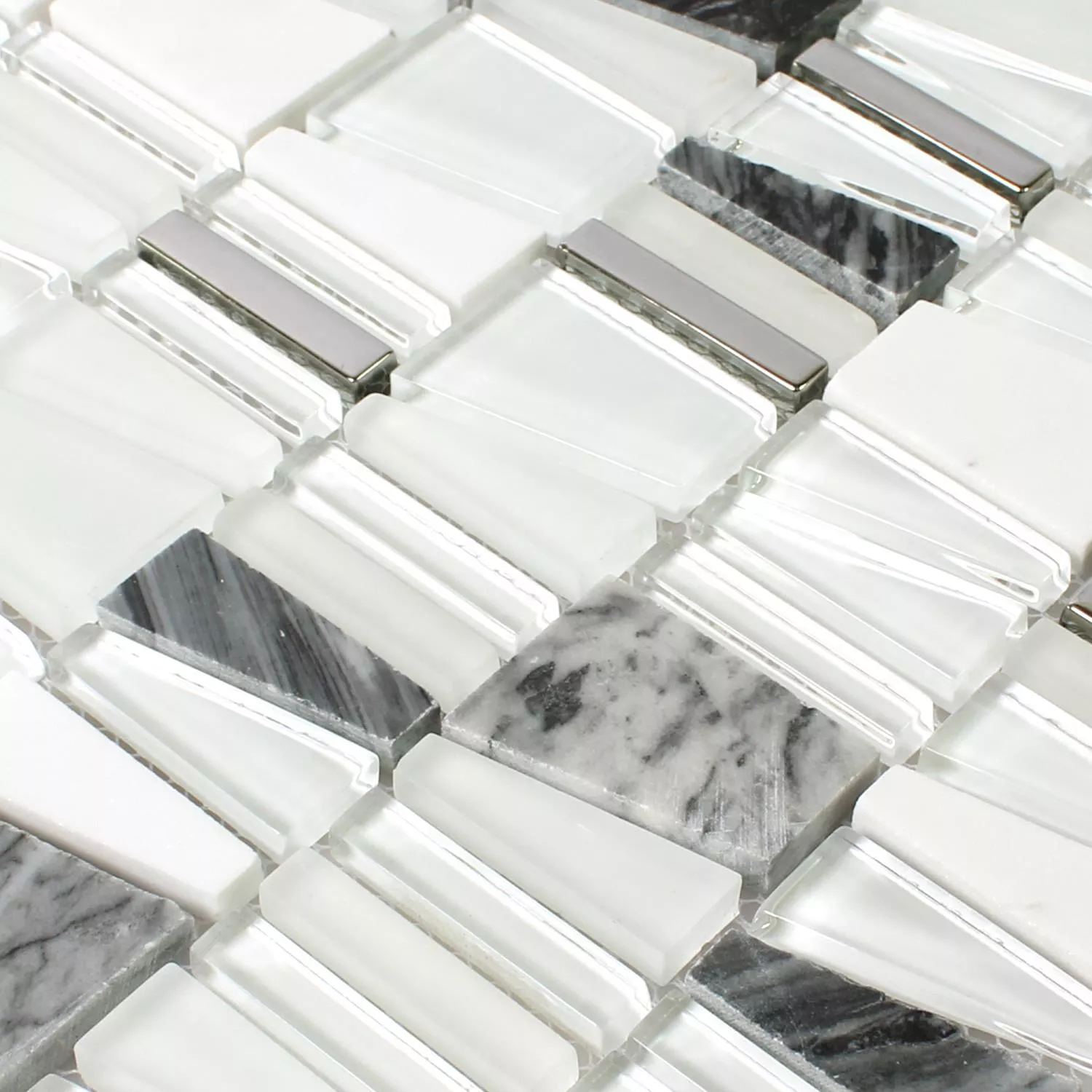 Glas Natursten Resin Mosaik Fliser Hvid Effekt Glas Natursten Resin Mosaik Fliser Hvid Effekt