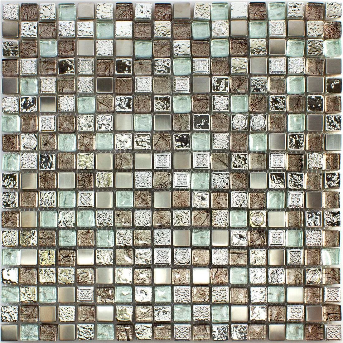 Glas Resin Metal Mosaik Fliser Falco Brun Sølv