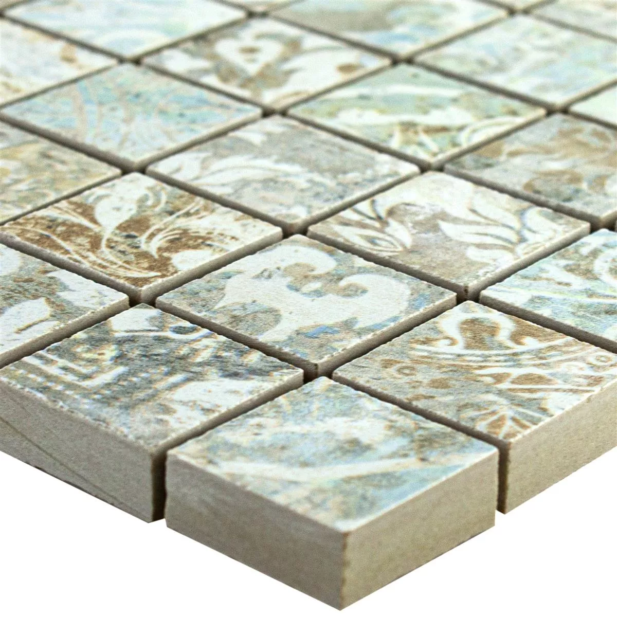 Keramikmosaik Fliser Bellona Effekt Lysfarverige 25x25mm