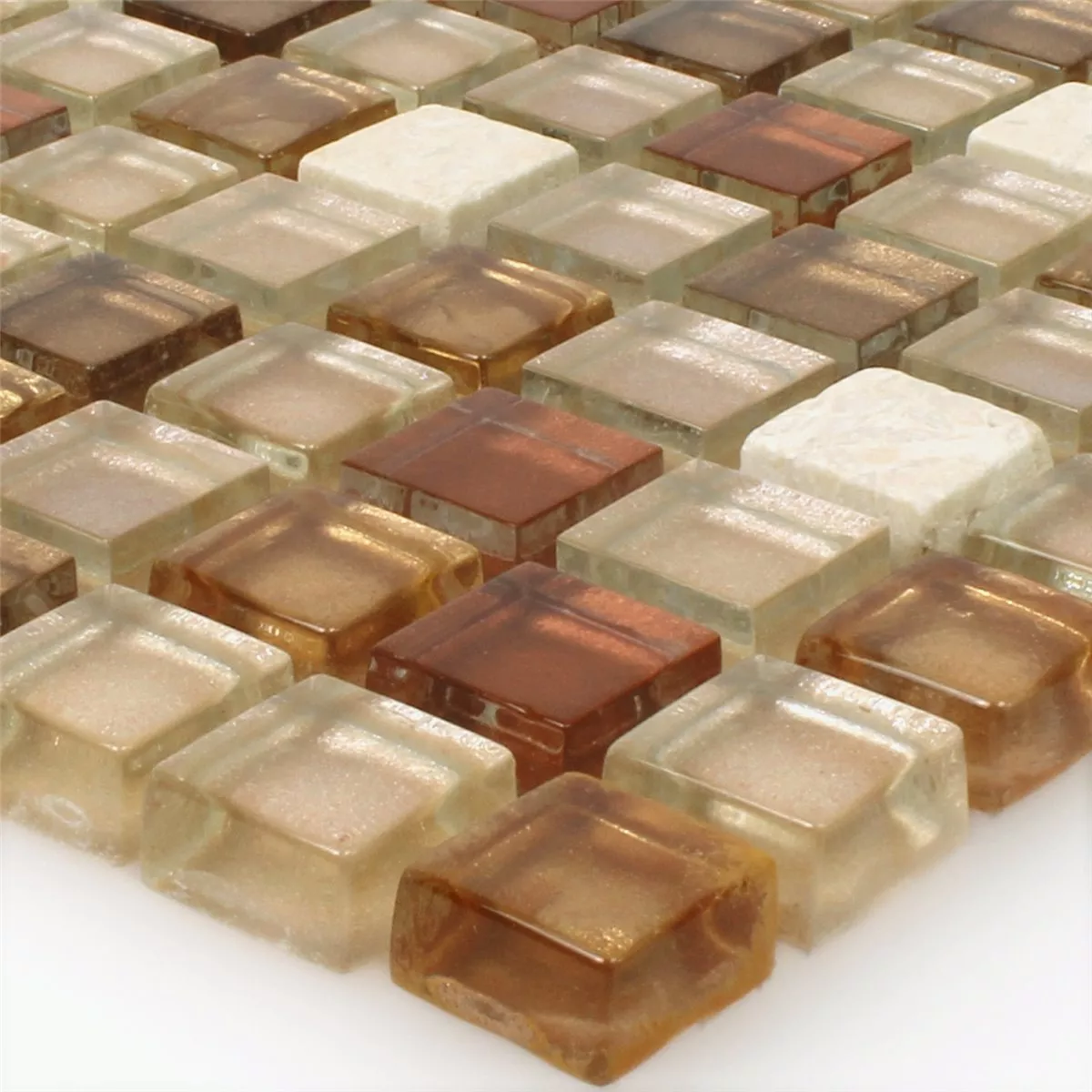 Prøve Mosaik Fliser Glas Natursten Mix Ocker Guld