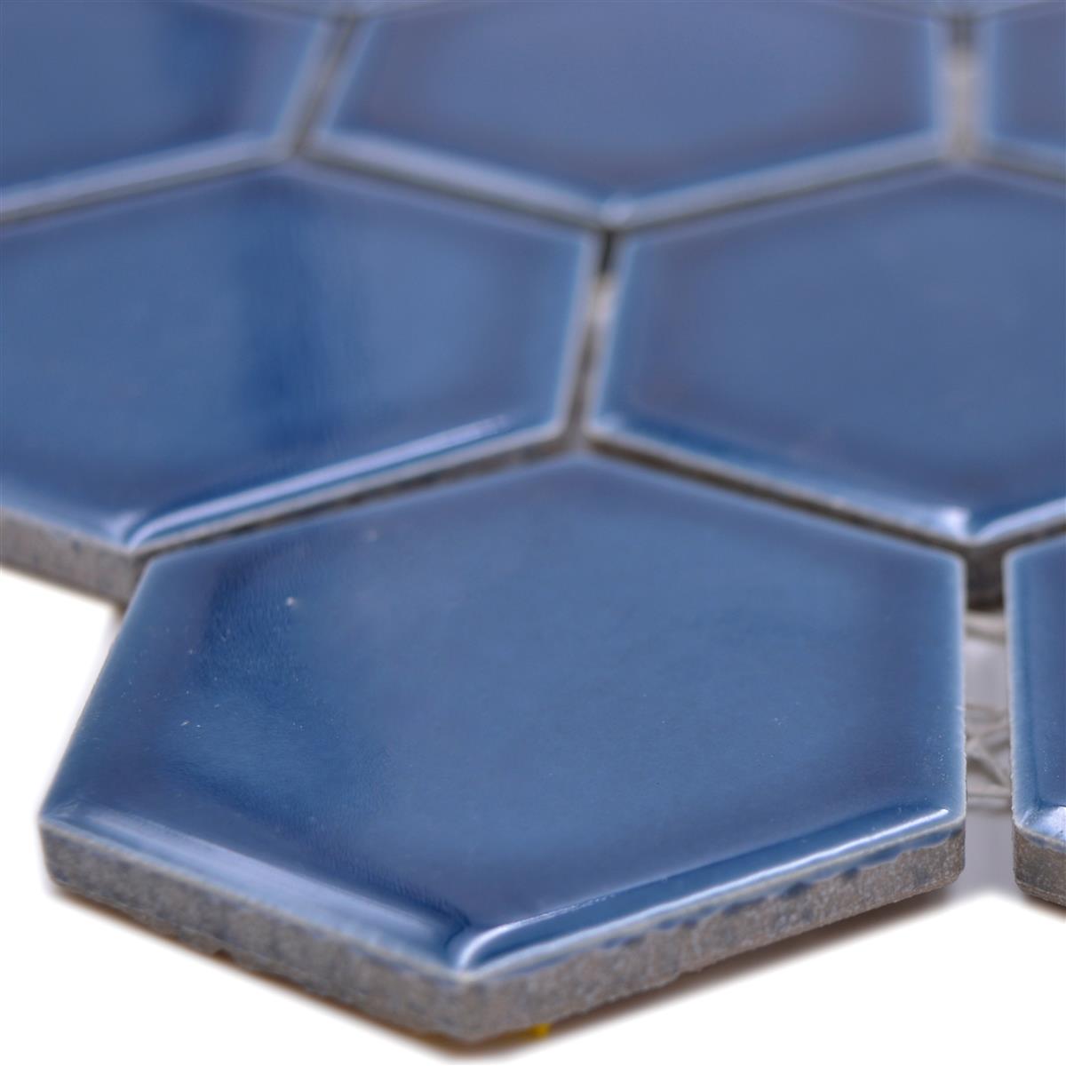 Prøve fra Keramikmosaik Salomon Hexagon Blå Grøn H51
