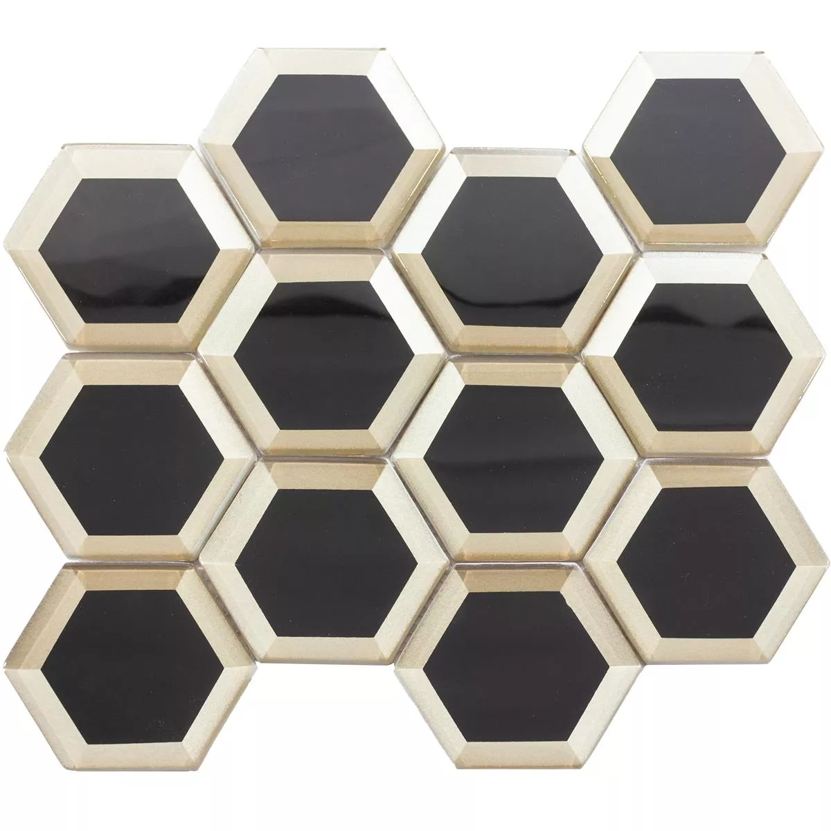 Glasmosaik Arnold Hexagon Sort Guld