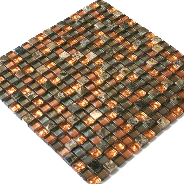 Mosaik Fliser Glas Marmor Tiger Brun