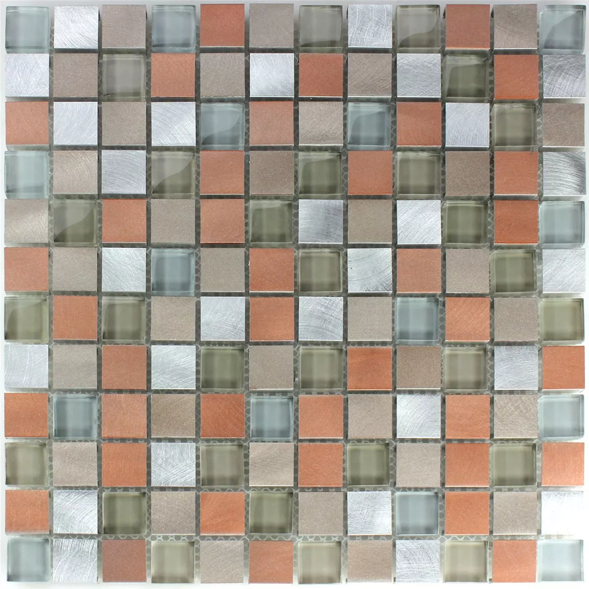 Prøve Mosaik Fliser Glas Aluminium Metal Appelsin Sølv Mix