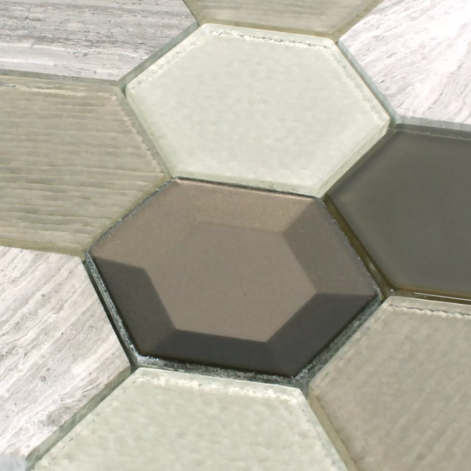 Mosaik Fliser Concrete Glas Natursten 3D Beige
