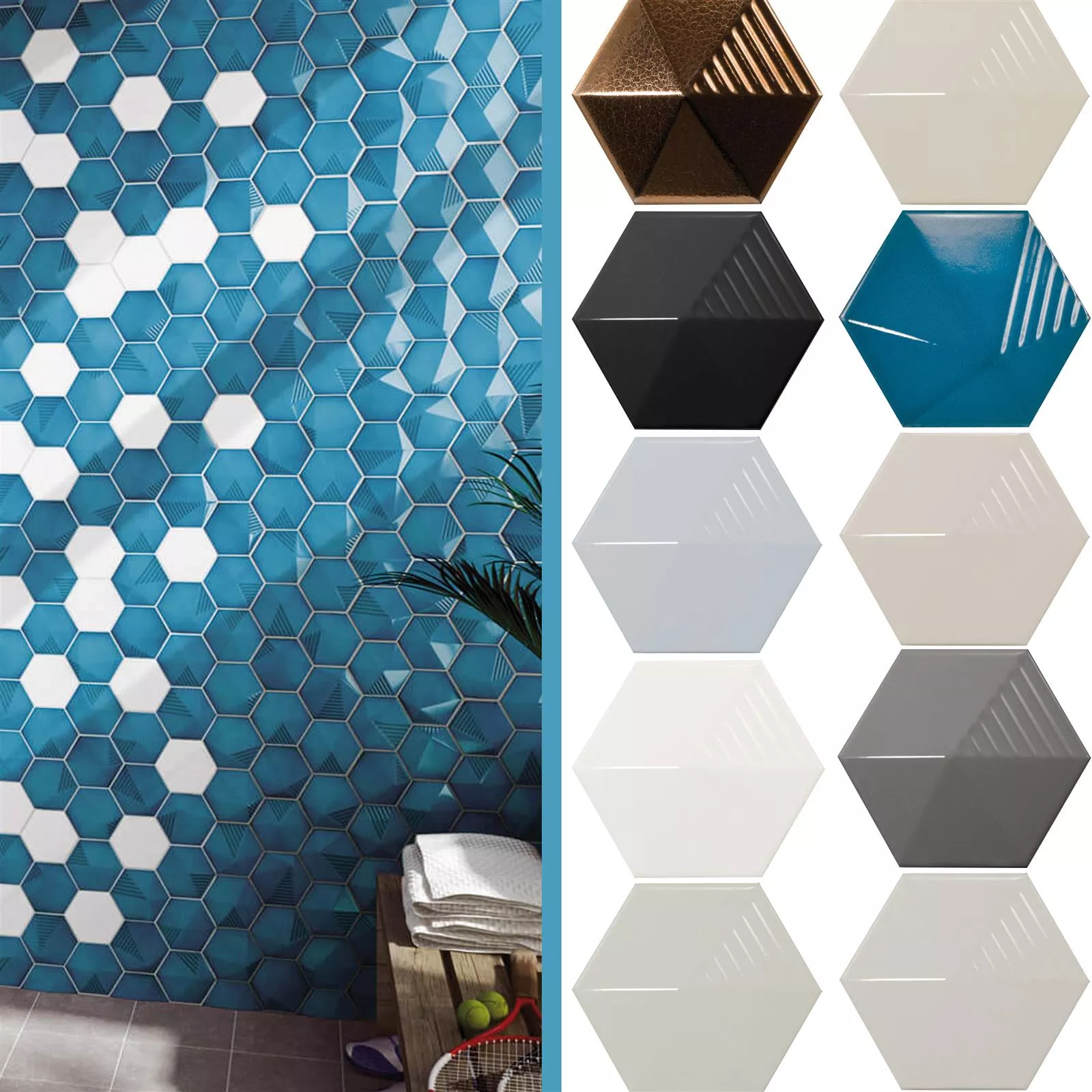 Vægfliser Rockford 3D Hexagon Stjerne 12,4x10,7cm