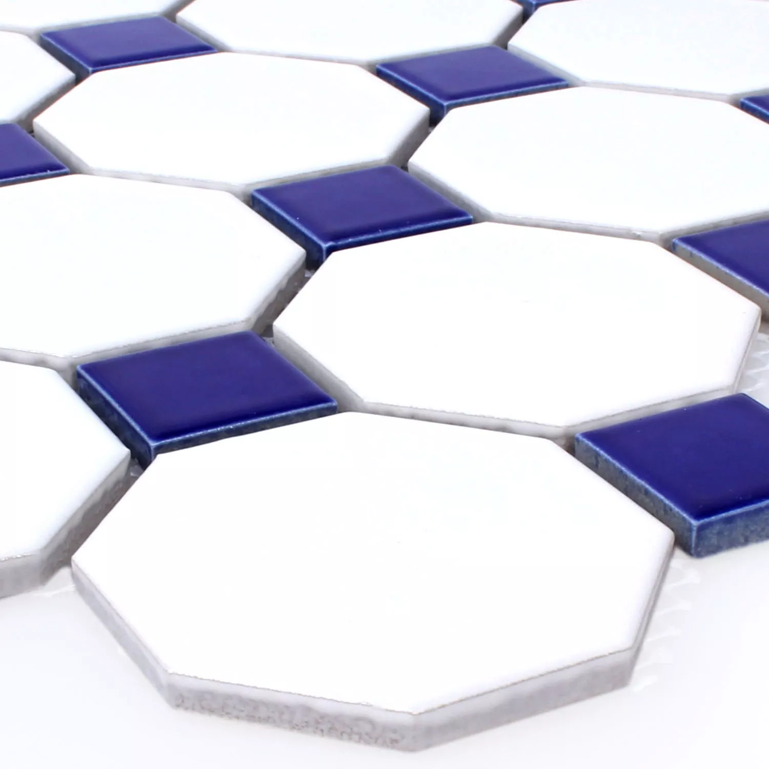 Prøve Mosaik Fliser Keramik Octagon Belami Hvid Blå