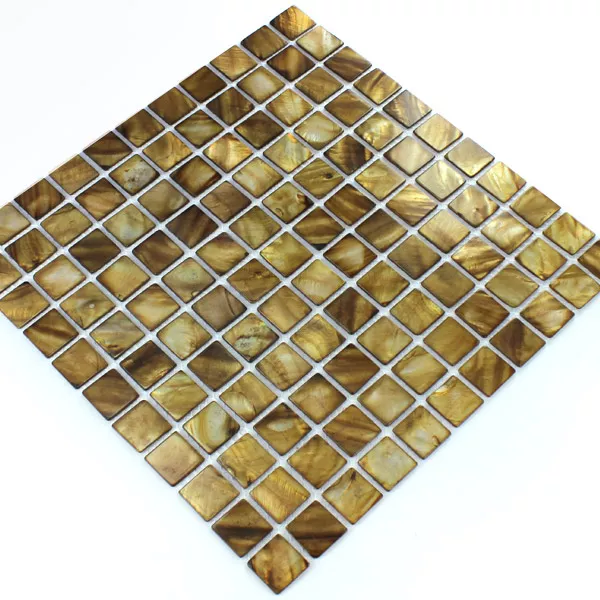 Mosaik Fliser Glas Nacre Effekt 25x25x2mm Brun