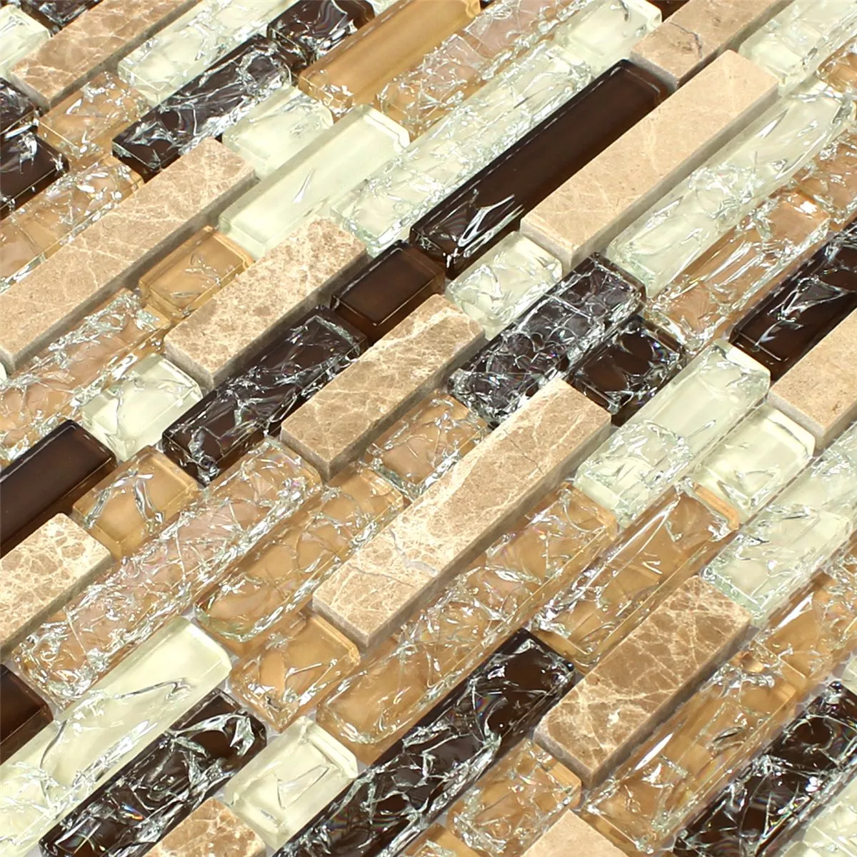 Mosaik Fliser Glas Marmor Emperador Mix