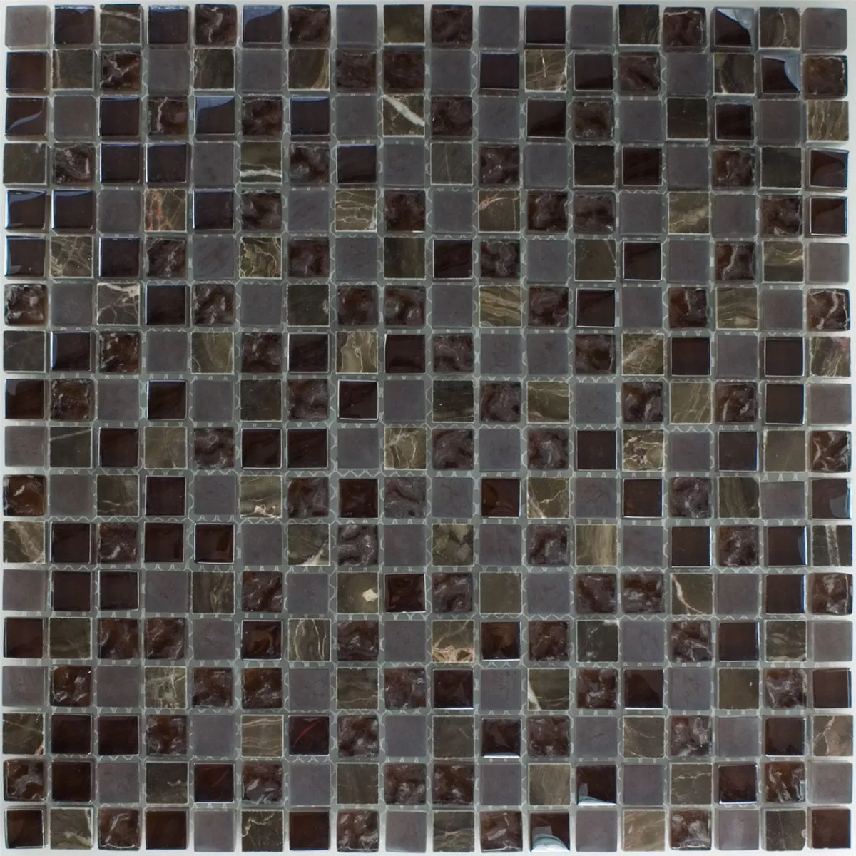Prøve Mosaik Fliser Glas Marmor Mix Sintra Brun 