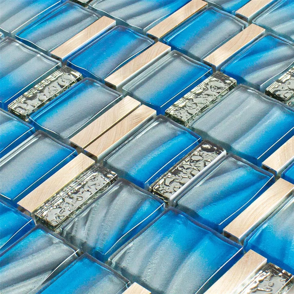 Glas Metal Mosaik Fliser Union Blå Kobber