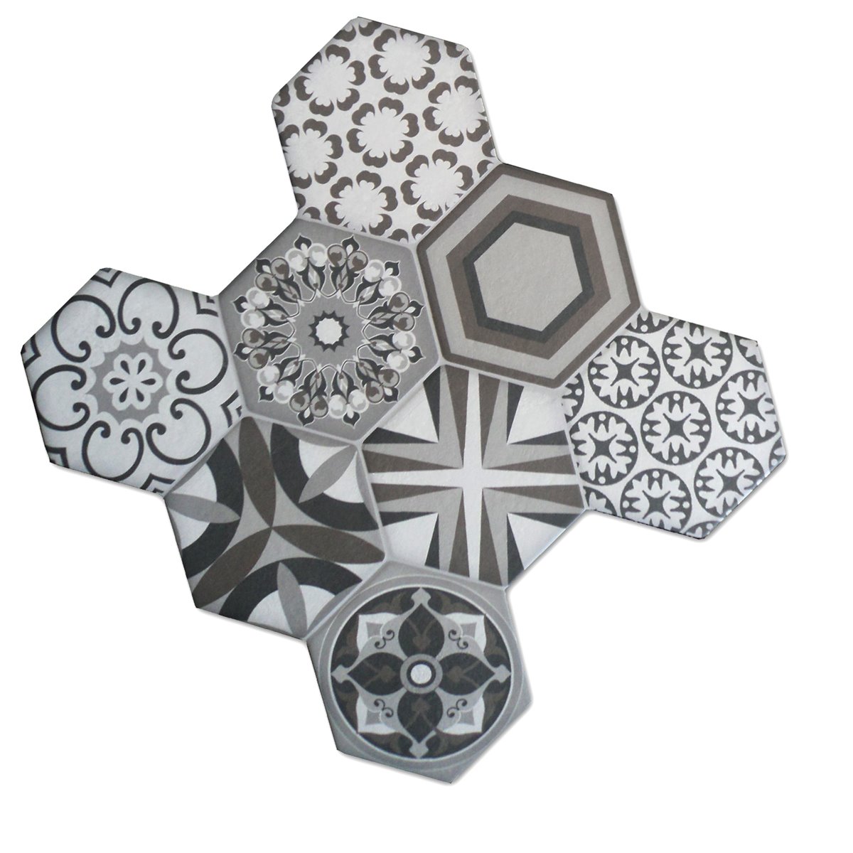 Gulvfliser Hexagon Cement Retro Optik 45x45cm