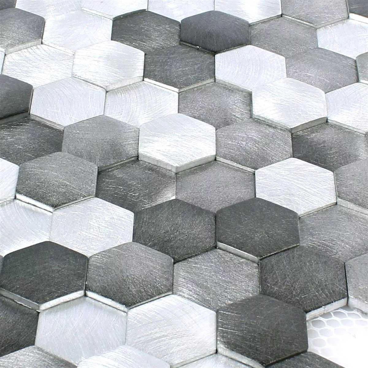 Mosaik Fliser Sindos Hexagon 3D Sort Sølv