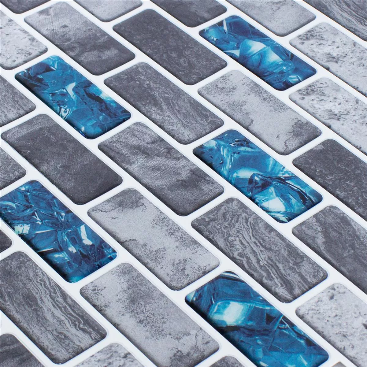 Prøve Vinyl Mosaik Fliser Belleza Blå Gra Selvklæbende