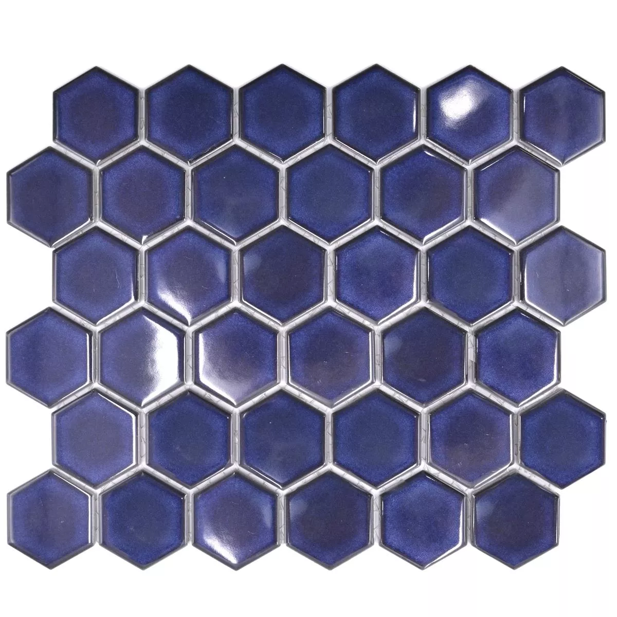 Prøve fra Keramikmosaik Salomon Hexagon Kobolt Blå H51