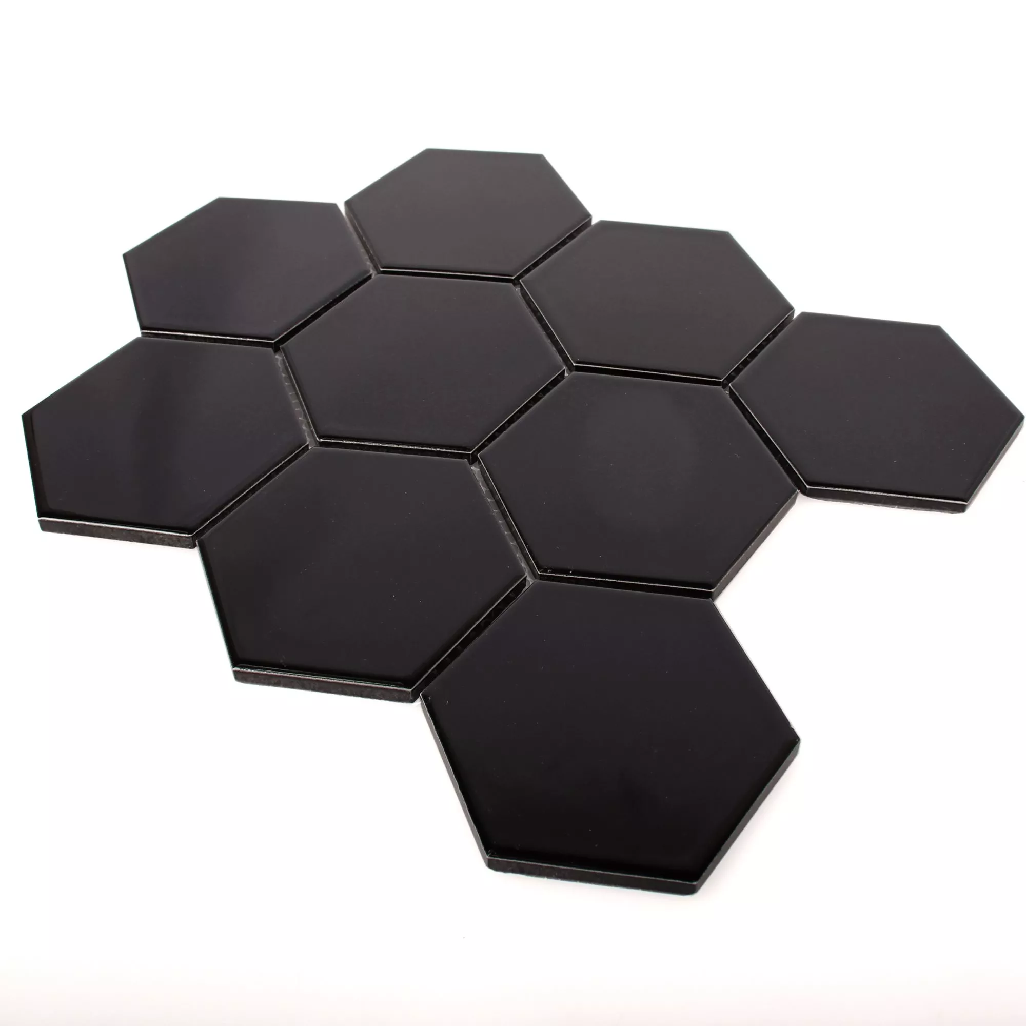 Keramik Mosaik Fliser Hexagon Salamanca Sort Måtte H95