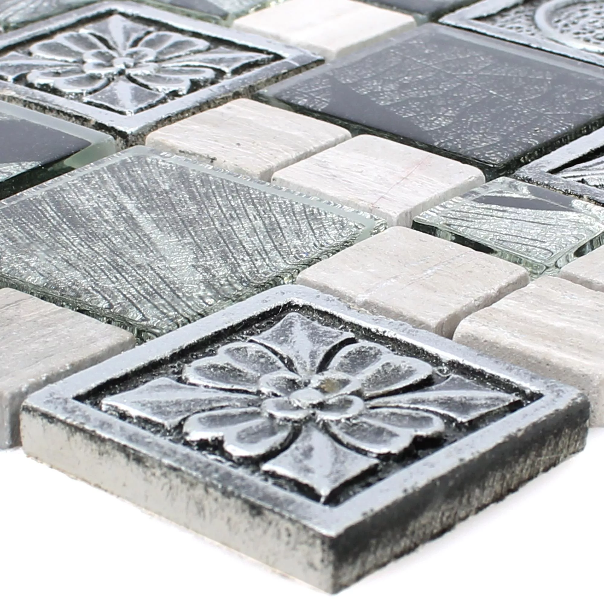 Mosaikfliser Levanzo Glas Resin Ornament Mix Sølv Mosaikfliser Levanzo Glas Resin Ornament Mix Sølv