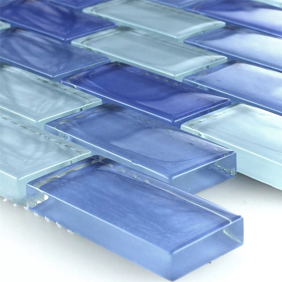 Mosaik Fliser Glas Brick Lyseblå Mix 25x50x8mm