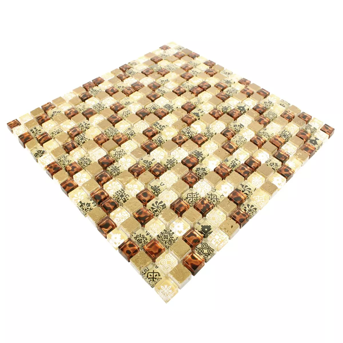 Glas Resin Mosaikfliser Diemel Beige Rød