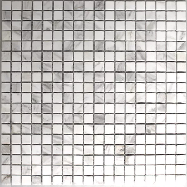 Mosaik Fliser Marmor 15x15x8mm Hvid Poleret