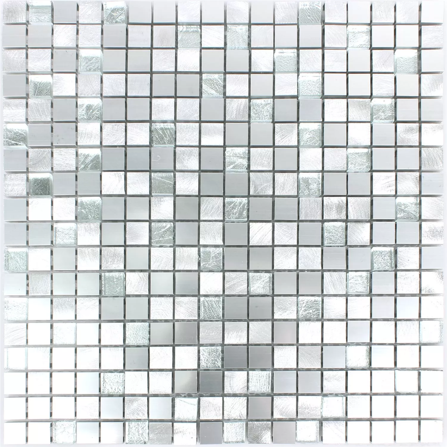 Mosaik Fliser Lissabon Aluminium Glas Mix Sølv