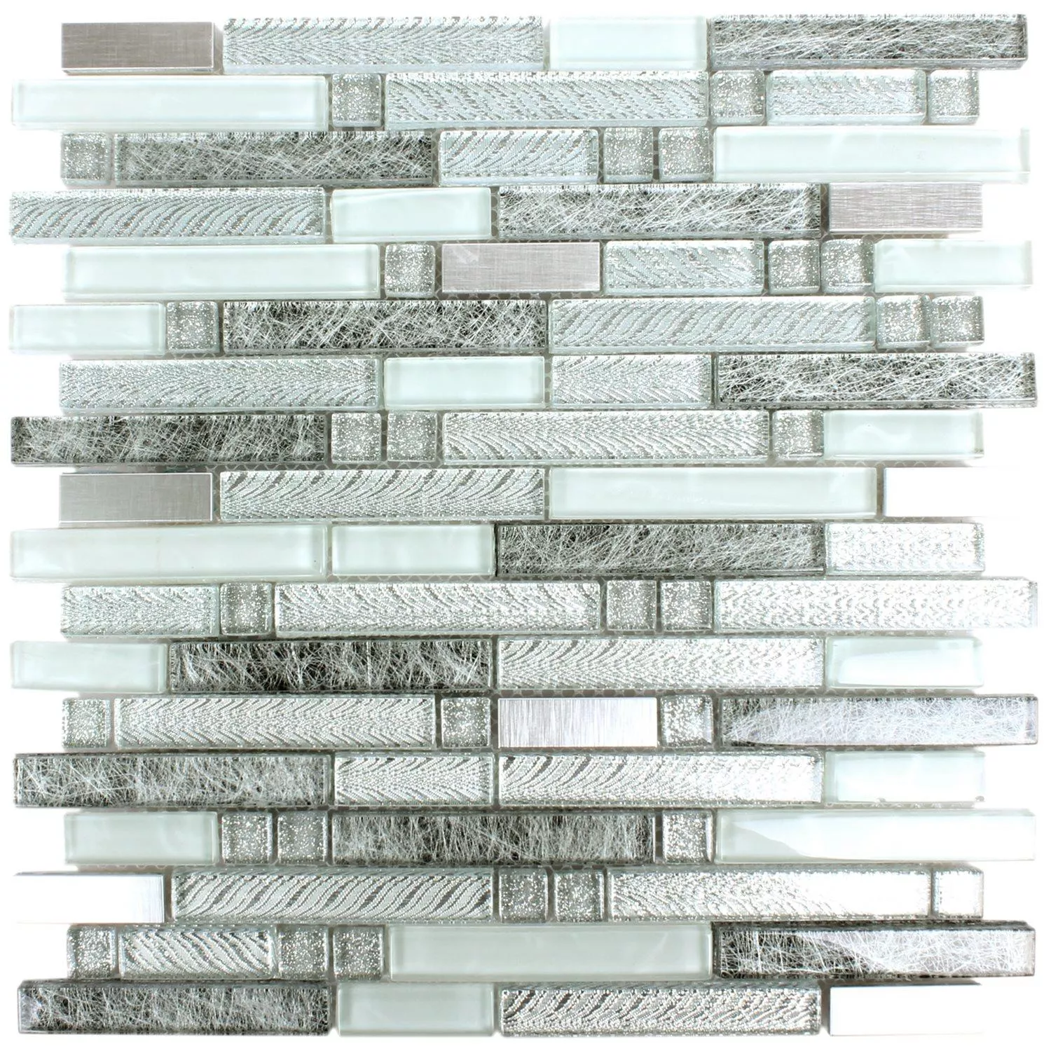 Prøve Mosaik Fliser Zaide Glas Alu Mix Sølv Gra