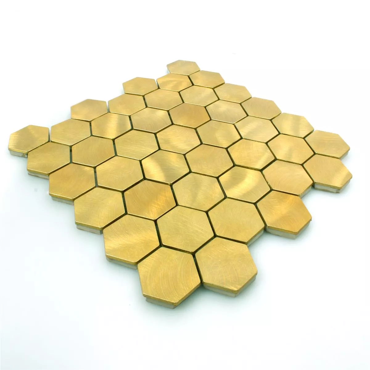 Prøve Mosaik Fliser Aluminium Manhatten Hexagon Guld