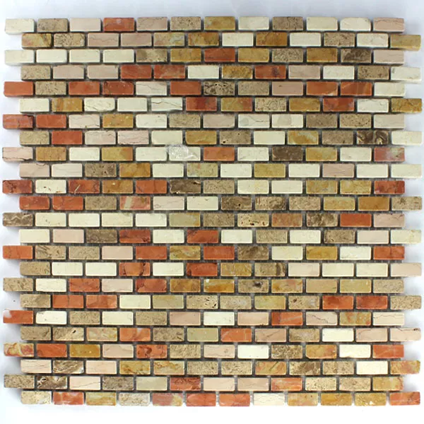 Mosaik Fliser Marmor Brick Multicolor
