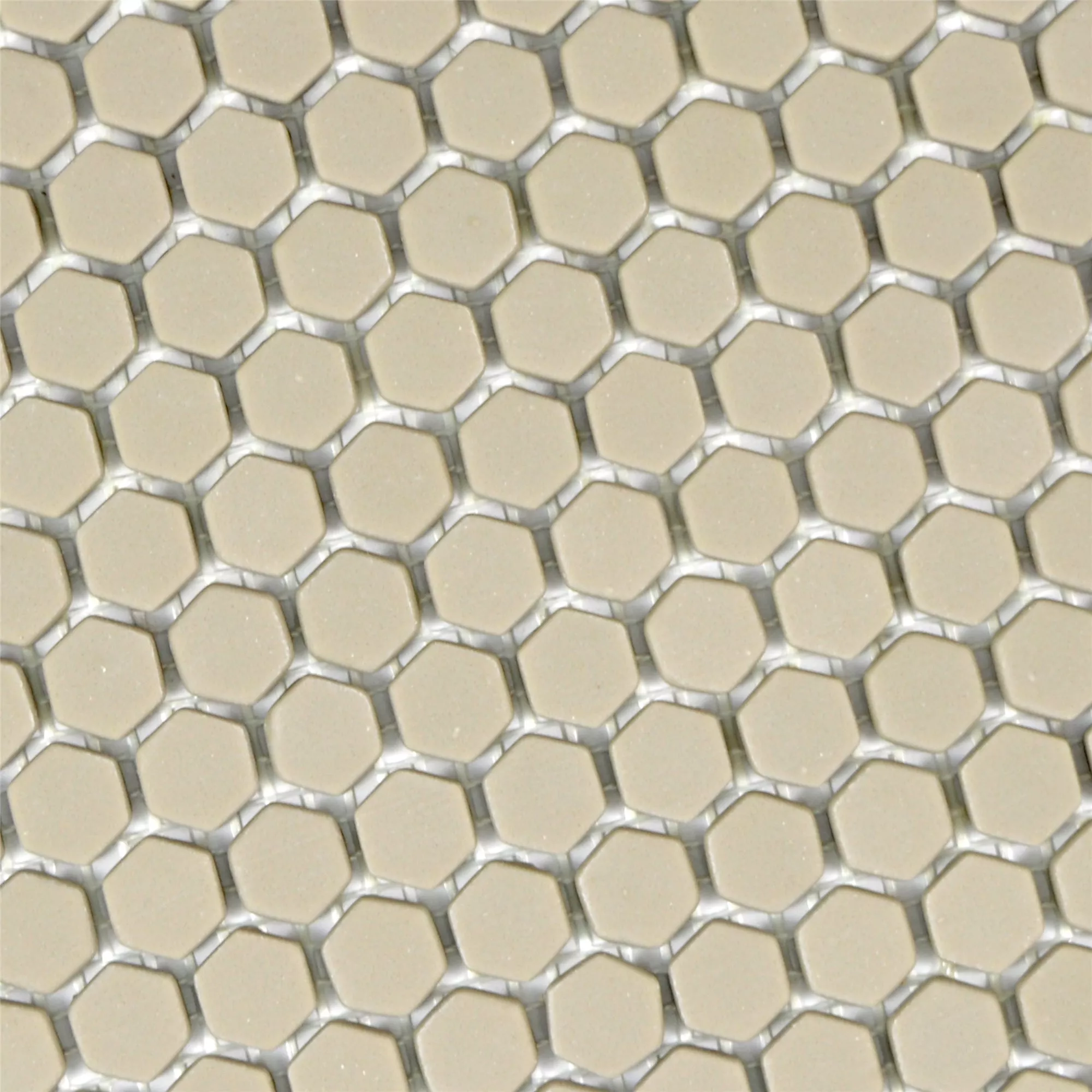 Prøve Glasmosaik Fliser Kassandra Hexagon Cream Måtte