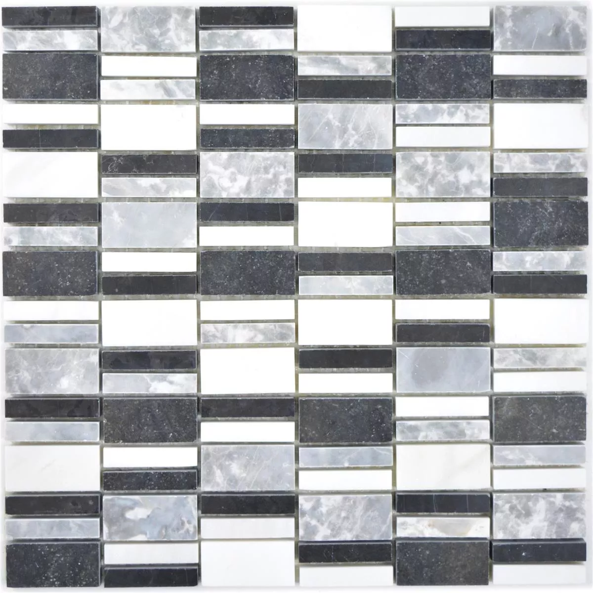 Prøve Marmor Mosaik Fliser Sunbury Sort Gra Hvid