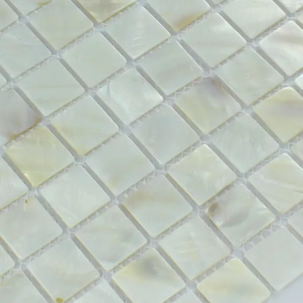 Prøve Mosaik Fliser Glas Nacre Effekt  Hvid