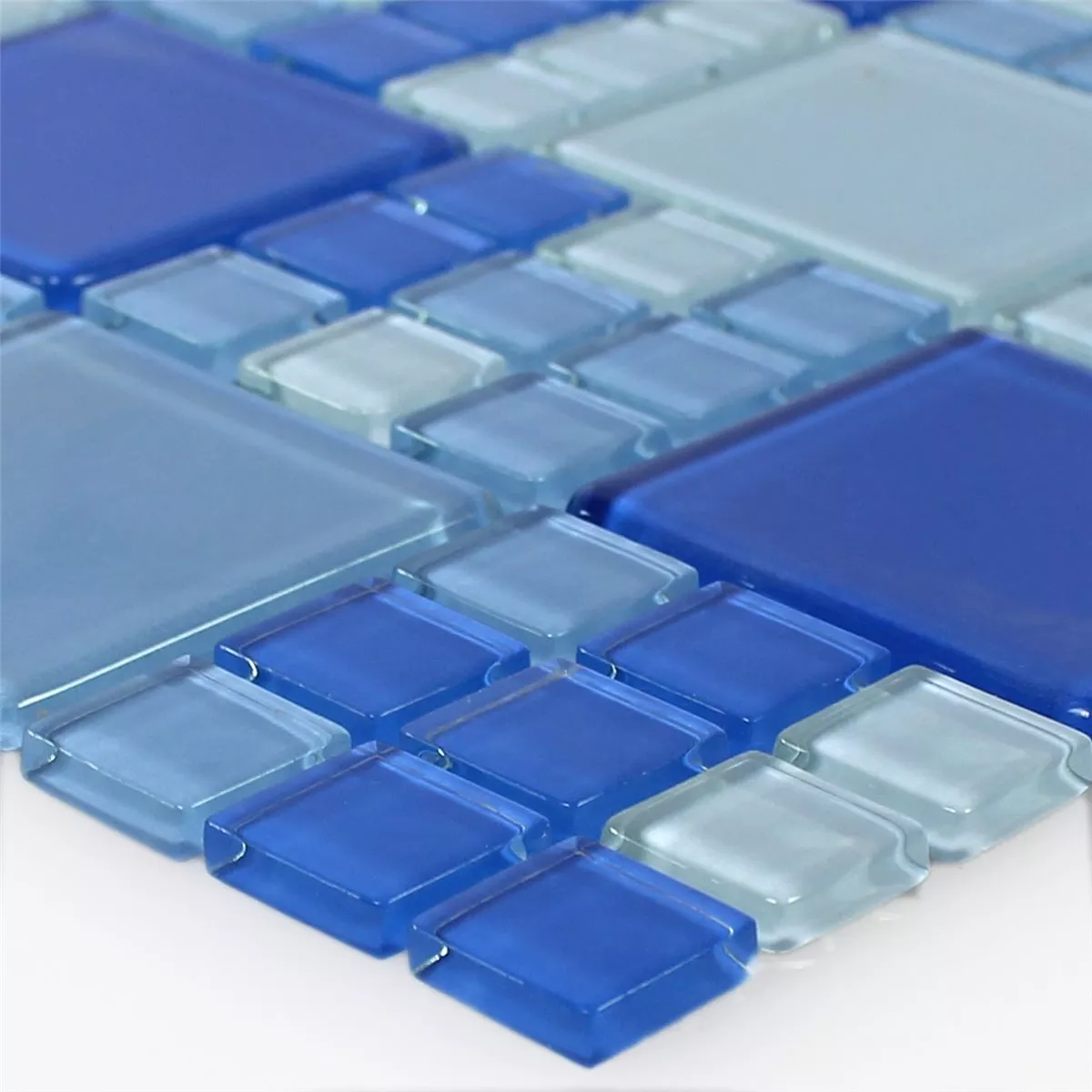 Prøve Glasmosaik Fliser Blå Lyseblå Mix