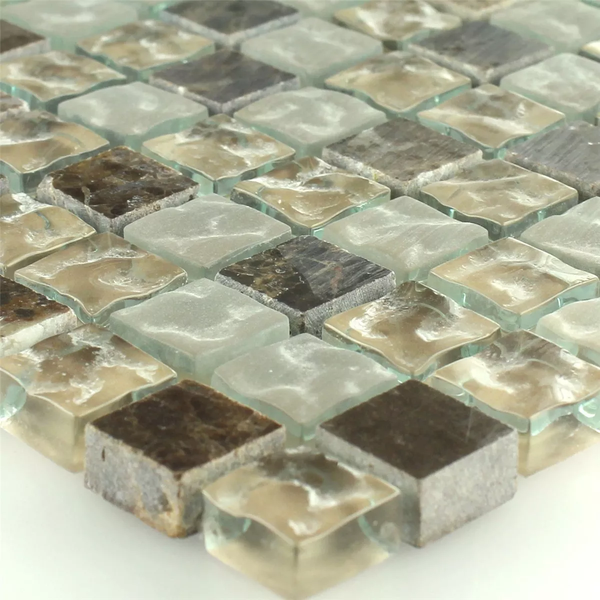 Mosaik Fliser Glas Marmor Quebeck Brun