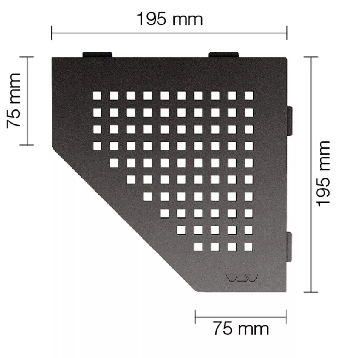 Væghylde brusehylde Schlüter 5eck 19,5x19,5cm firkantet antracit