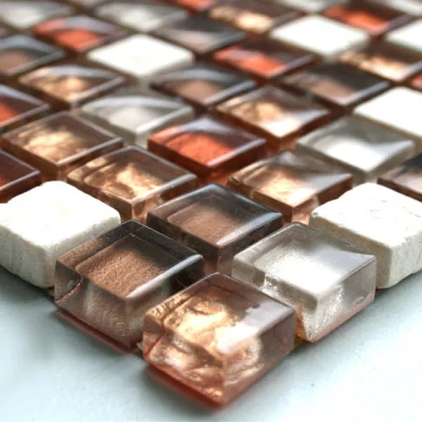 Prøve Mosaik Fliser Glas Marmor  Rød Mix