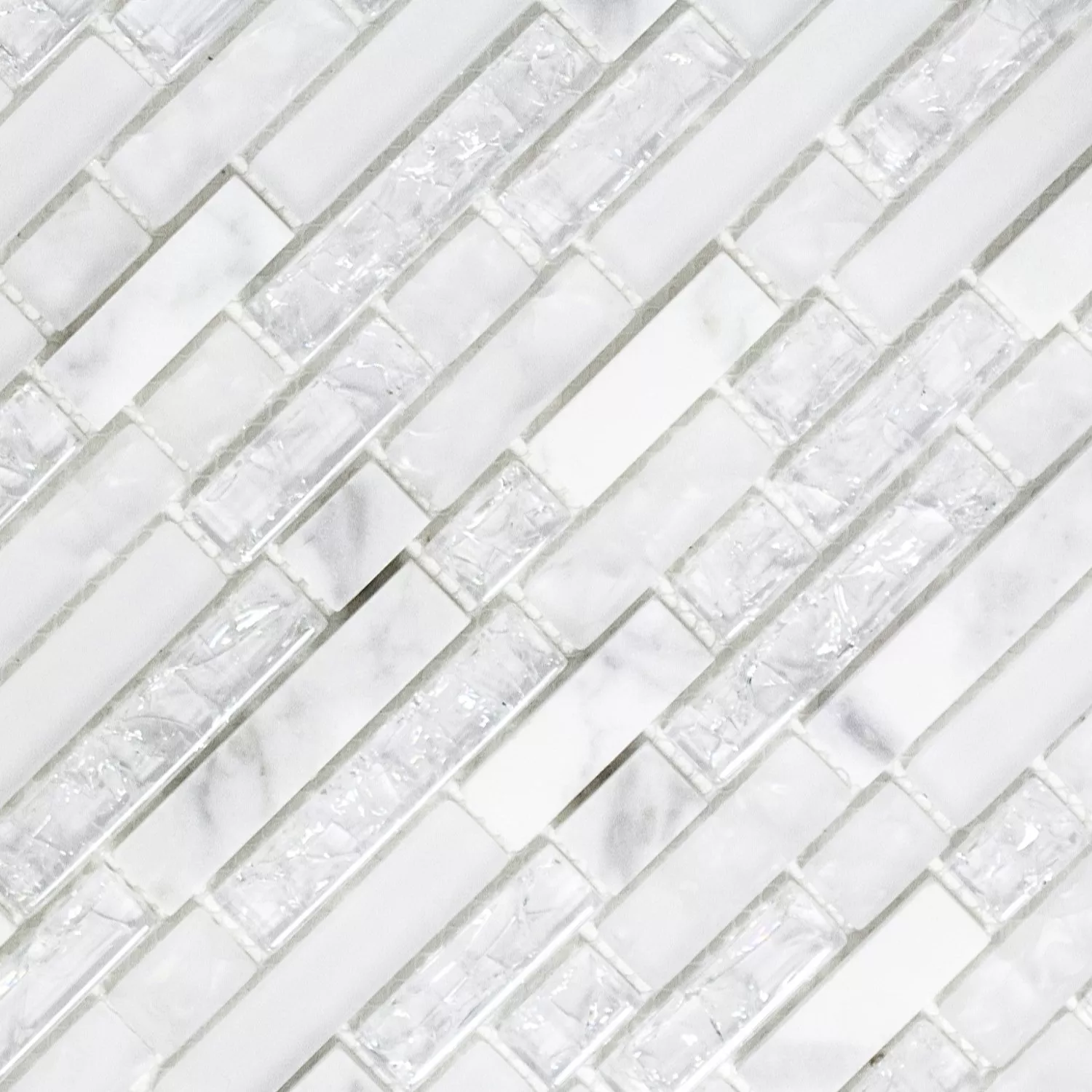 Prøve Mosaik Fliser Glas Natursten Hvid