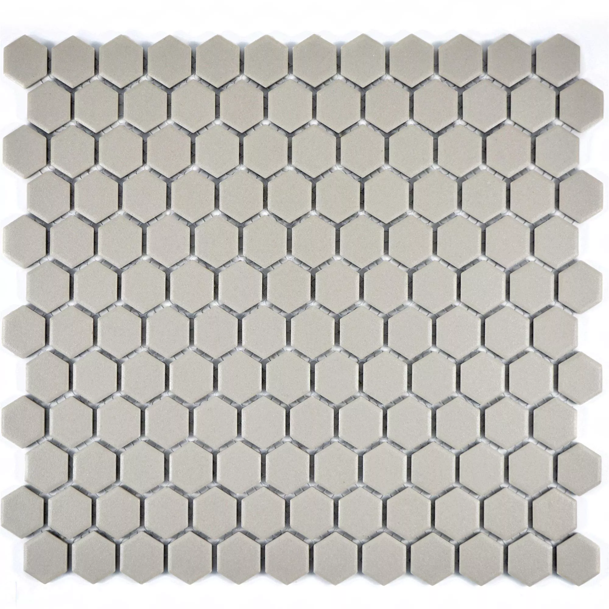 Prøve Keramik Mosaik Fliser Hexagon Zeinal Uglaseret Lysgra R10B