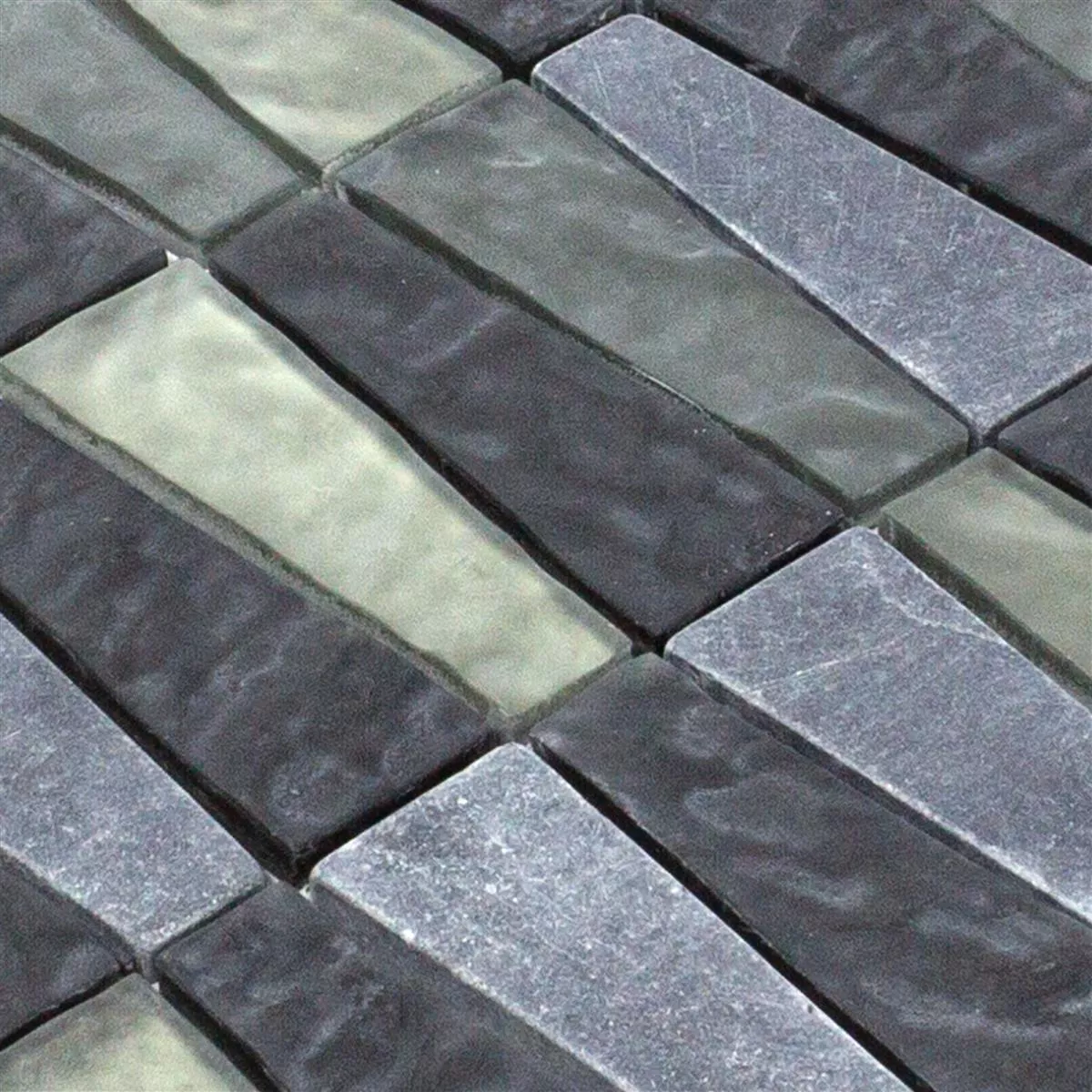 Glas Natursten Mosaik Fliser Marseille Gra Sort Mix Glas Natursten Mosaik Fliser Marseille Gra Sort Mix