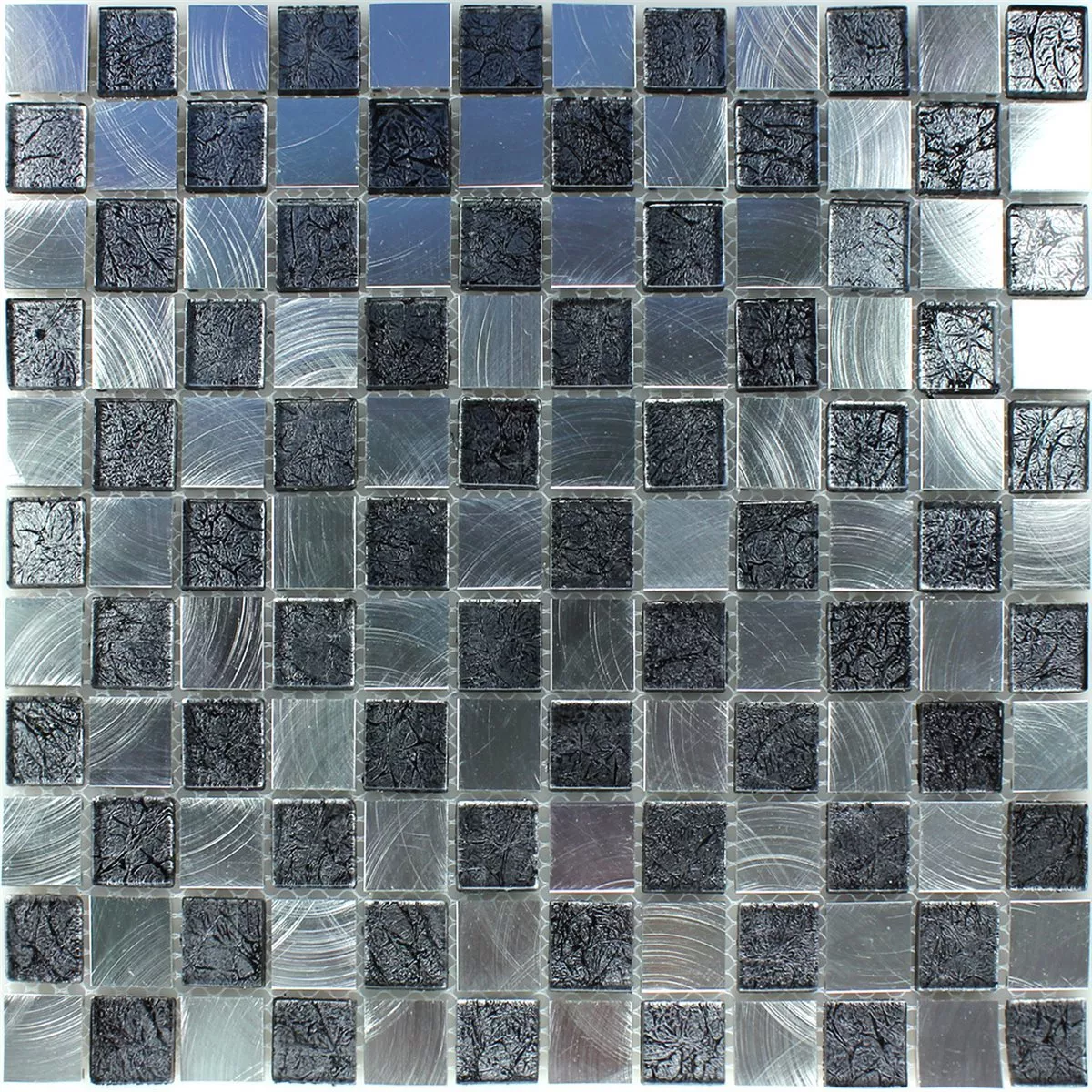 Glas Aluminium Mosaik Skakbræt 25x25x4mm