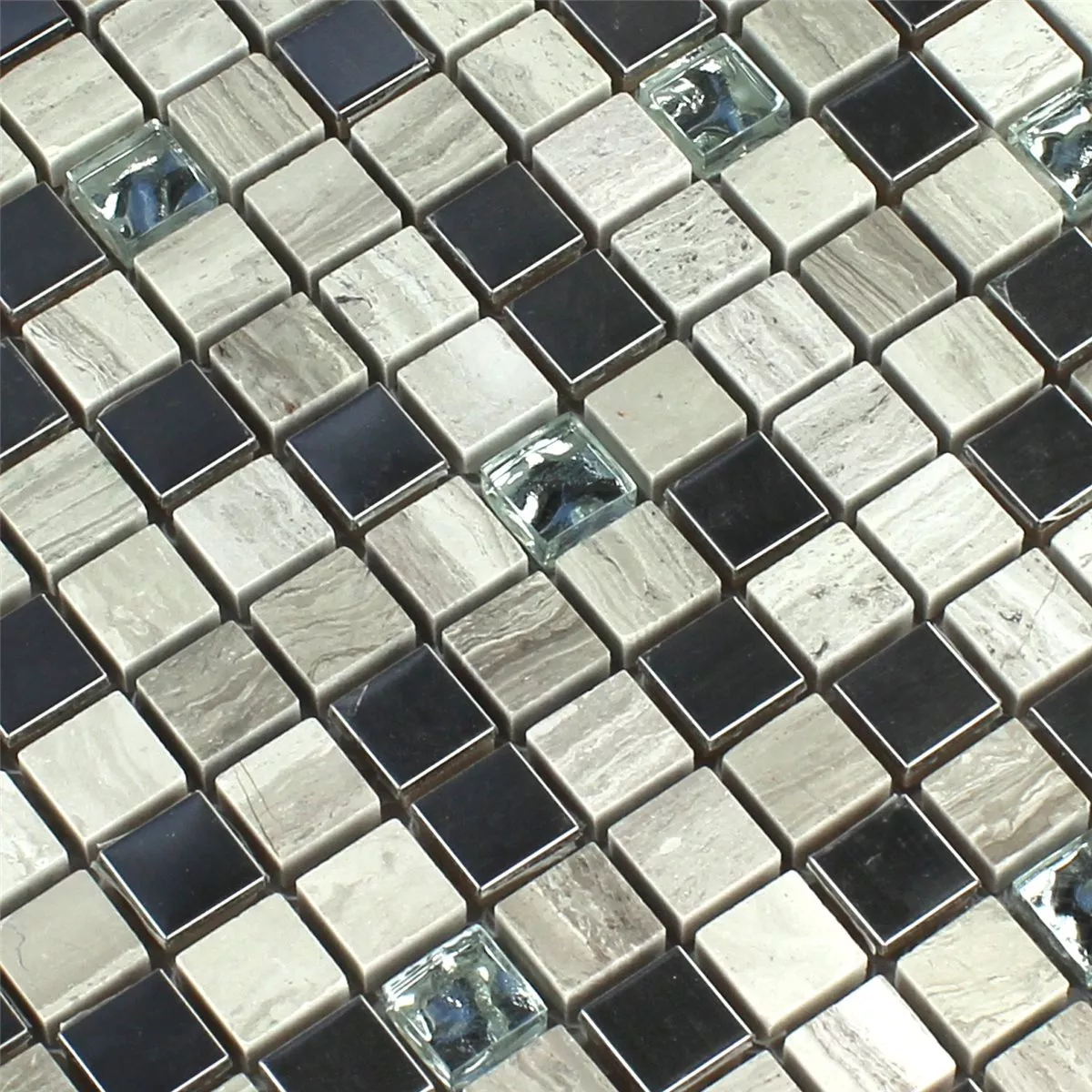 Prøve Mosaik Fliser Glas Rustfrit Stål Gra 