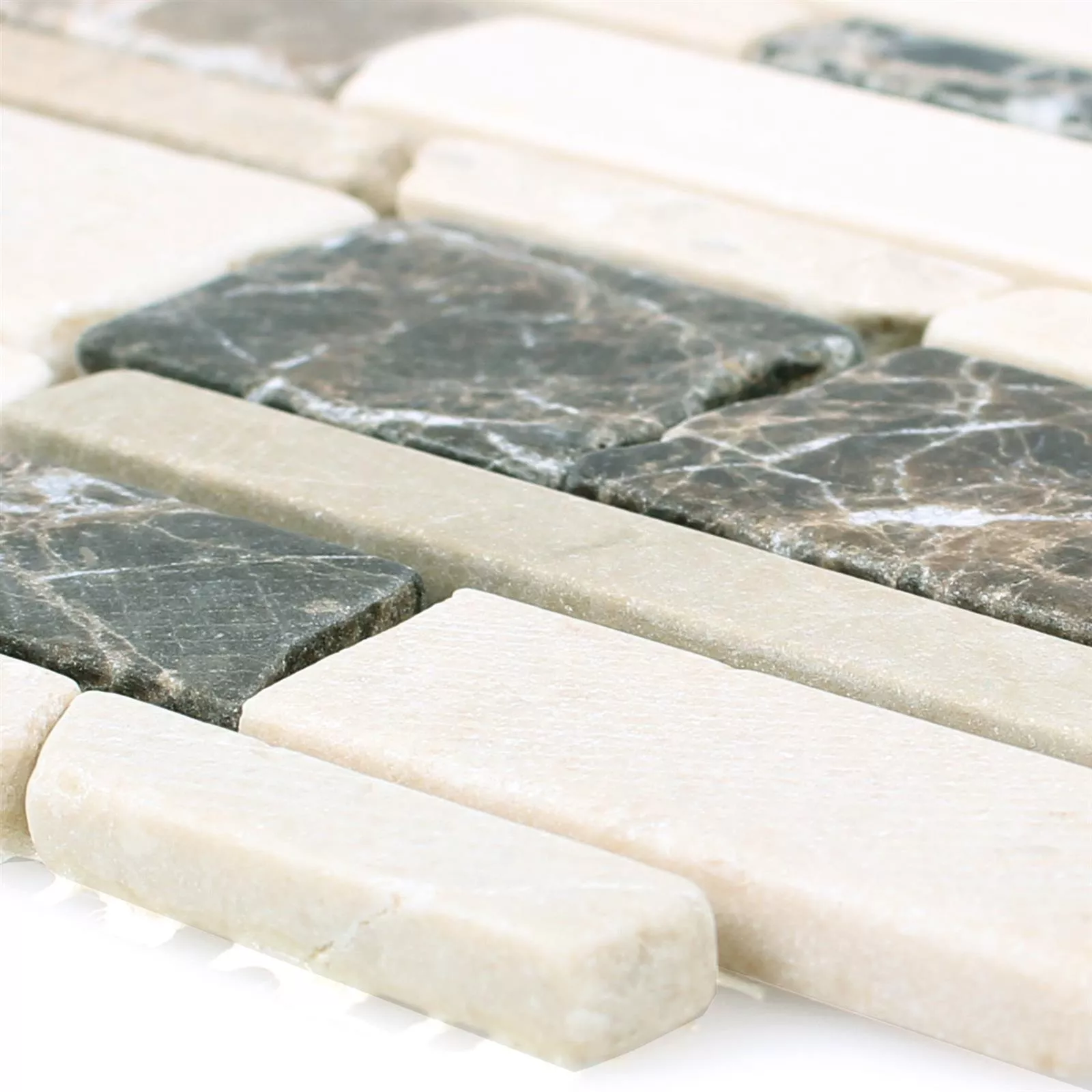Mosaikfliser Marmor Havel Brick Castanao Biancone