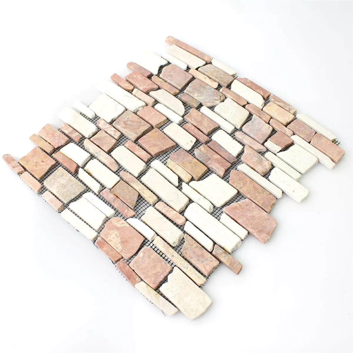Mosaik Fliser Marmor Natursten Brick Biancone Rosso Mosaik Fliser Marmor Natursten Brick Biancone Rosso