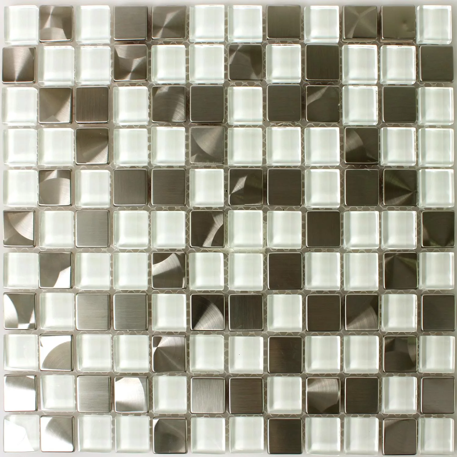 Rustfrit Stål Glasmosaik Fliser Hvid