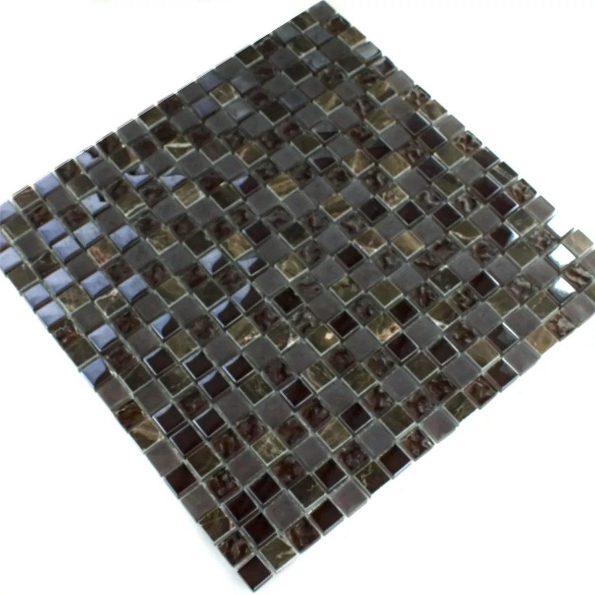 Mosaik Fliser Glas Marmor Mix Sintra Brun 15x15x8mm