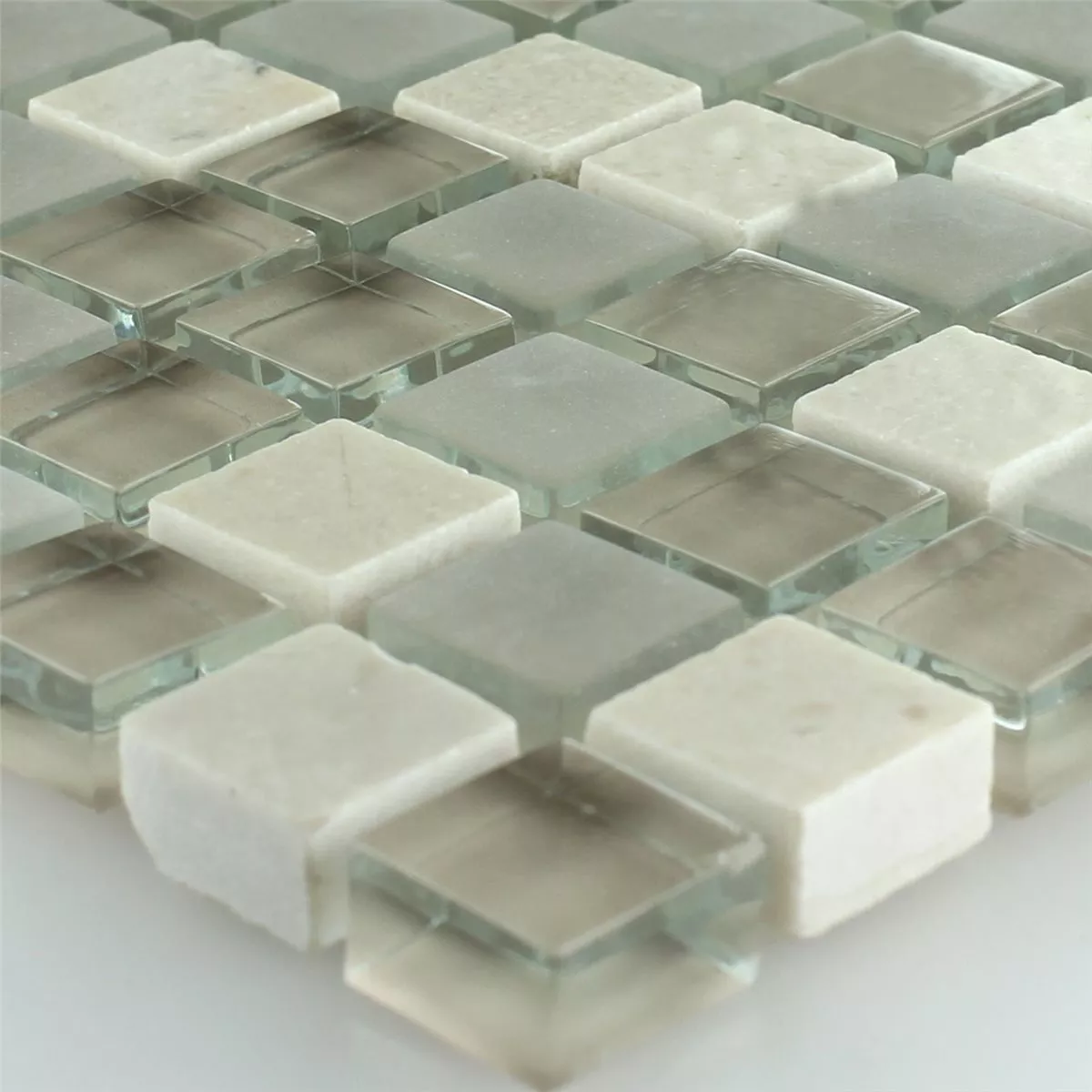 Mosaik Fliser Glas Marmor Barbuda Creme 15x15x8mm