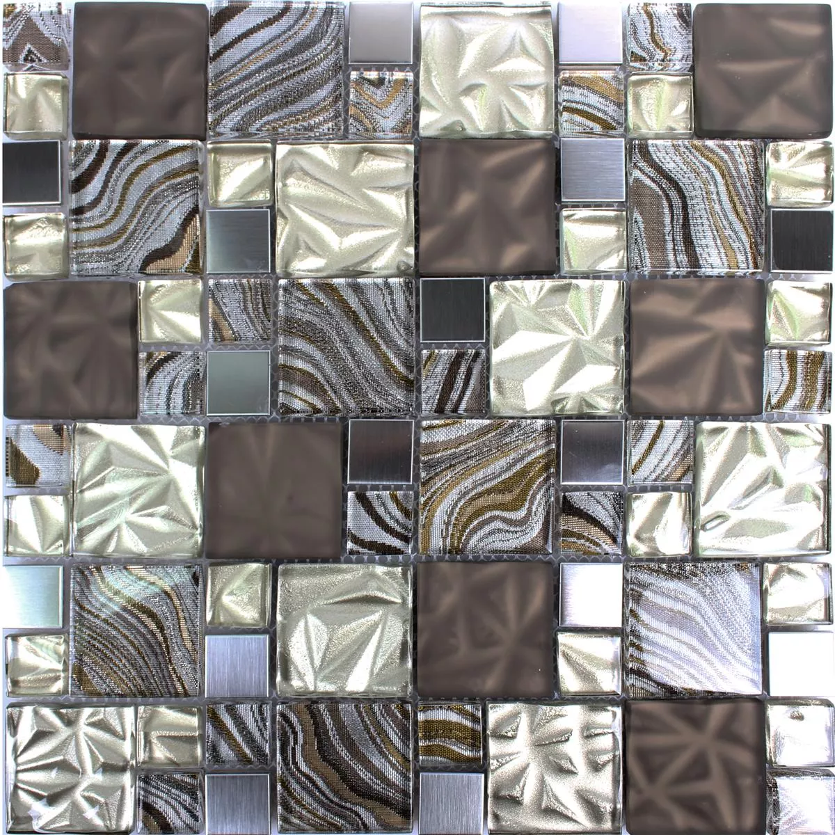 Prøve Glas Metal Rustfrit Stål Mosaik Fliser Zadar Beige Brun